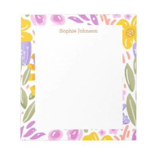 Bloc-note Motif floral aquarelle joli personnalisé