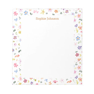 Bloc-note Motif floral aquarelle joli personnalisé