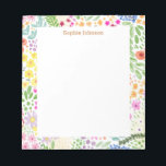 Bloc-note Motif Floral Aquarelle Plutôt Personnalisé<br><div class="desc">Un beau bloc-notes avec un motif coloré et dessiné à la main de fleurs d'aquarelle.</div>