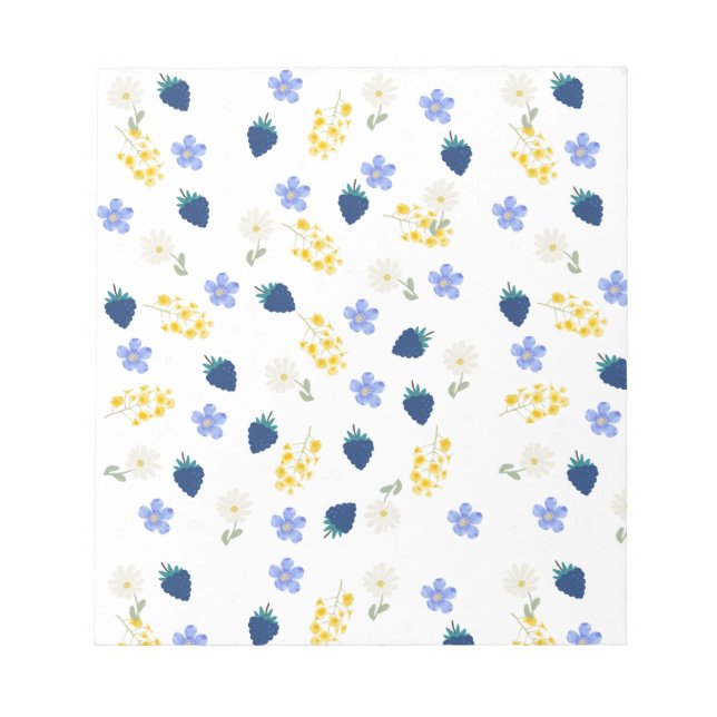 Bloc-note Motif floral de fleurs sauvages et de mûres (Devant)