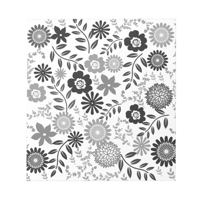 Bloc-note Motif floral gris et noir (Devant)