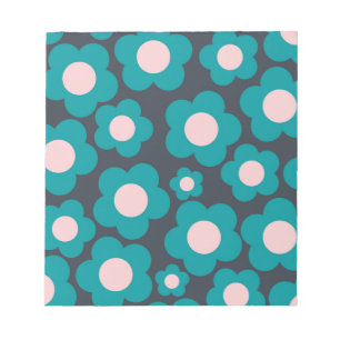 Bloc-note Motif floral hippie bleu rose prépa