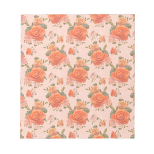 Bloc-note motif floral rose orange rose mariage printemps