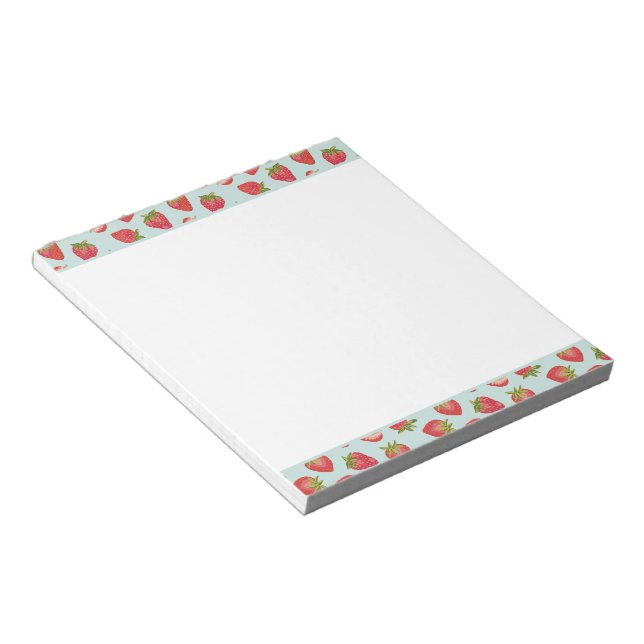 Bloc-note Motif Fraise d'Été Menthe & Rouge (Incliné)