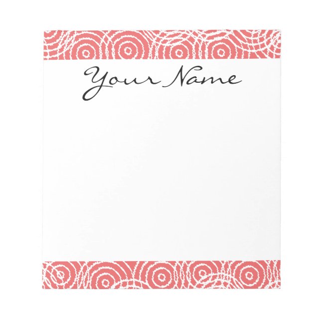 Bloc-note Motif géométrique de cercles en ikat rose corail M (Devant)