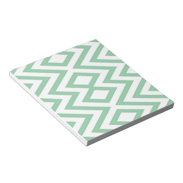 Bloc-note motif géométrique vert pastel (Incliné)