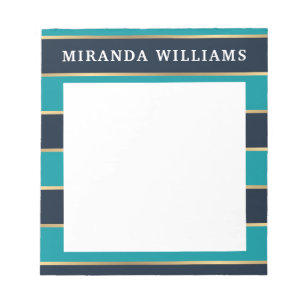 Bloc-note Motif Gras bleu marine Gold Stripe