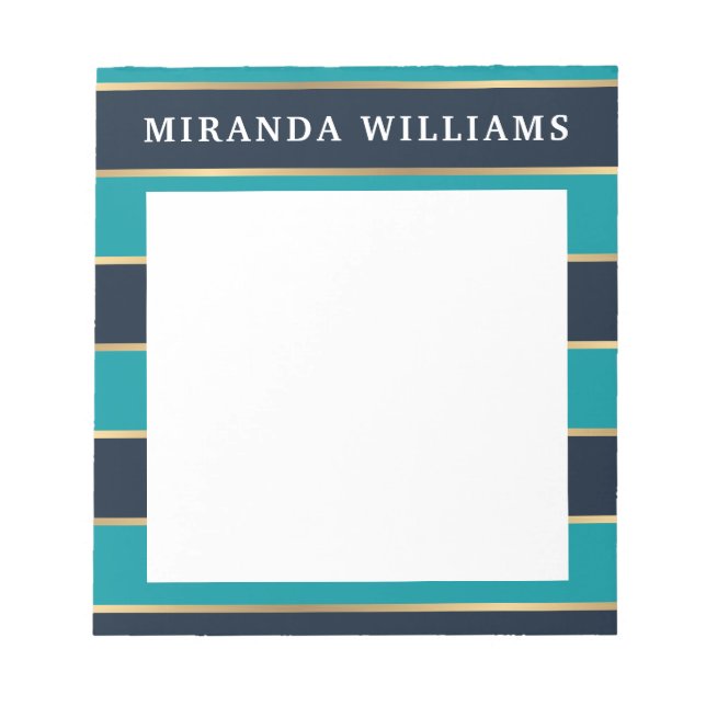 Bloc-note Motif Gras bleu marine Gold Stripe (Devant)