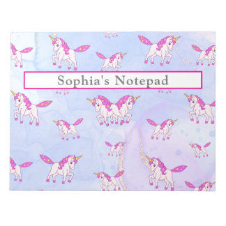 Bloc-note Motif licorne rose mignon nom personnalisé