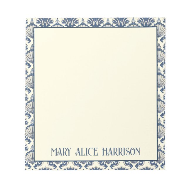Bloc-note Motif marine bleu et crème (Devant)