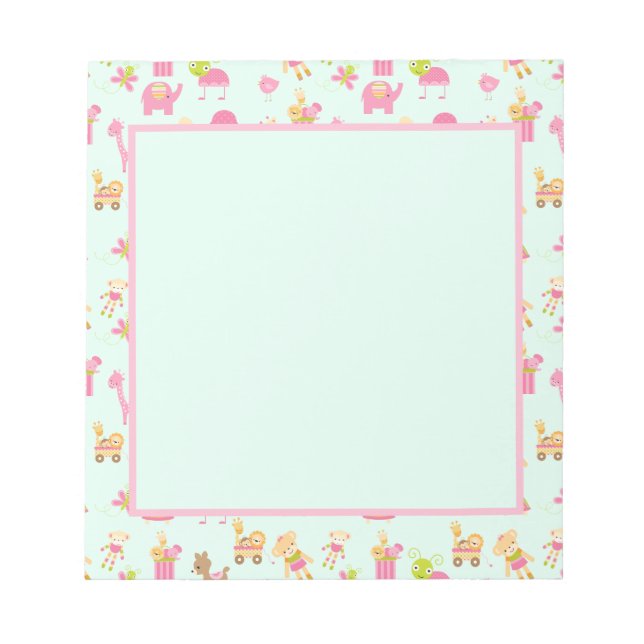 Bloc-note Motif mignon avec Animaux et Jouets heureux (Devant)