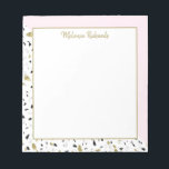 Bloc-note Motif moderne en marbre rose rose or Terrazzo<br><div class="desc">Bloc-notes Motif moderne Blush Pink Gold Marble Terrazzo</div>
