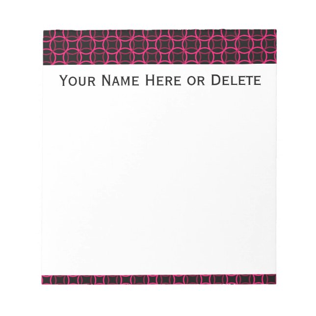 Bloc-note Motif moderne rose et noir (Devant)