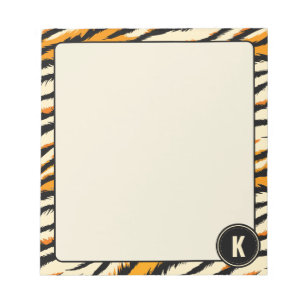 Bloc-note Motif monogramme rayures de tigre orange noir