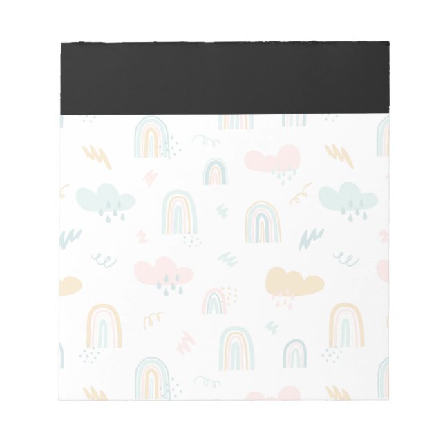 Bloc-note Motif nuage Rainbow et pluie amusant (Devant)