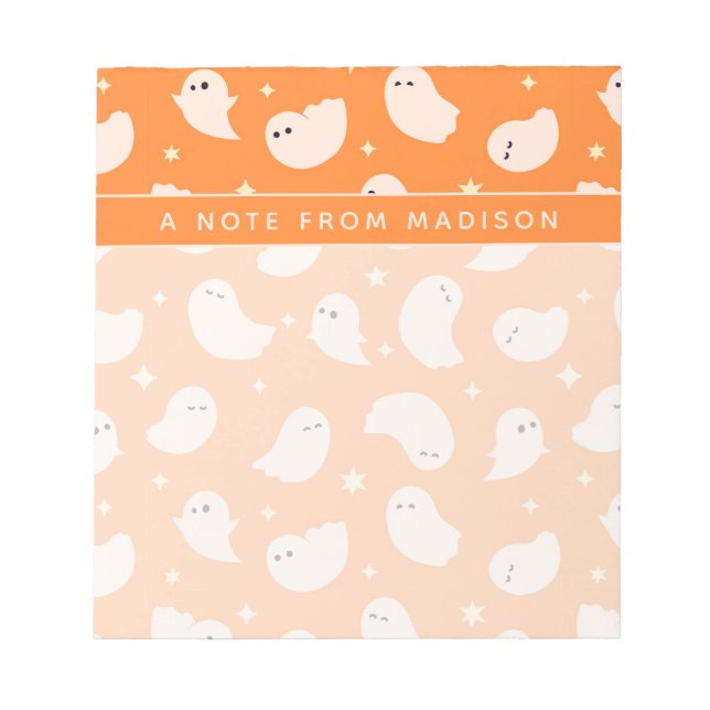Bloc-note Motif Orange Ghost Doodle (Devant)