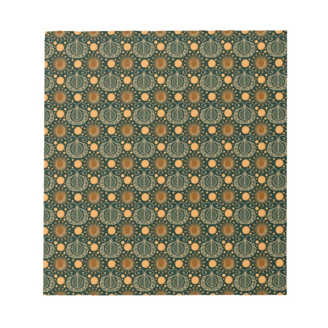 Bloc-note Motif ornemental boho or élégant en or (Devant)