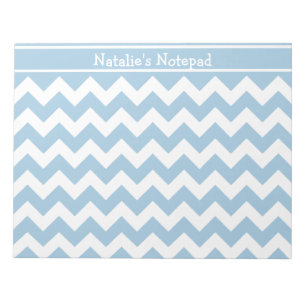 Bloc-note Motif Pale Blue et White Chevrons