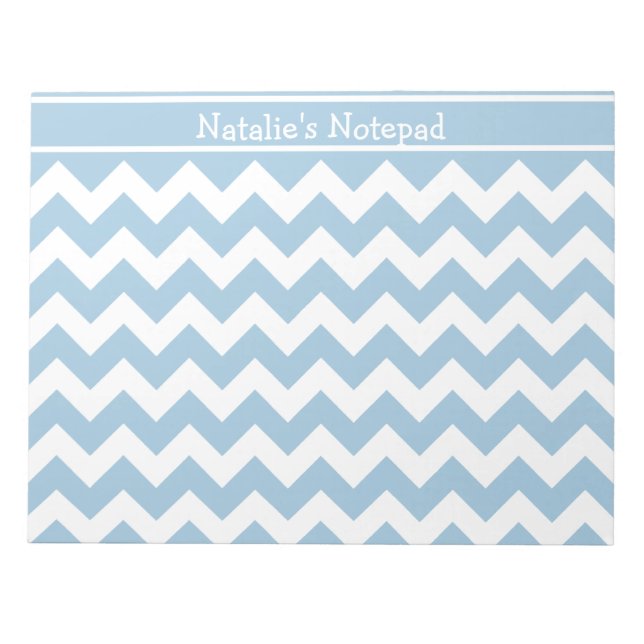Bloc-note Motif Pale Blue et White Chevrons (Devant)