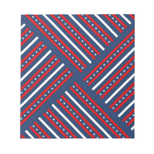 Bloc-note motif patriotique rouge blanc bleu étoiles