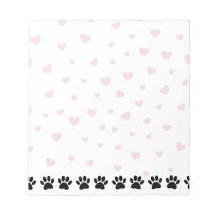 Bloc-note Motif Patte de Chien Coeurs Roses