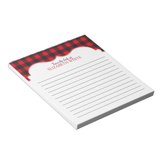 Bloc-note Motif Plaid Personnalisé Red Black Buffalo (Incliné)