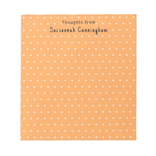 Bloc-note Motif Pois Blanc Sur Pastel Orange Personnalisé