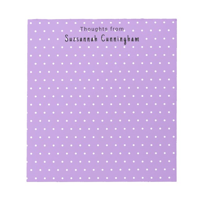 Bloc-note Motif Pois Blanc Sur Pastel Purple Personnalisé (Devant)