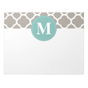 Bloc-note Motif Quatrefoil rose gris foncé