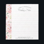 Bloc-note Motif rose rose<br><div class="desc">Elégante motif rose vintage  rose pastel. Modèle de notes mariage personnalisable.</div>
