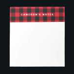 Bloc-note Motif rouge rustique personnalisé<br><div class="desc">Bloc-notes personnalisable avec motif de plaid rouge rustique,  élégant et classique. D'autres couleurs sont disponibles.</div>