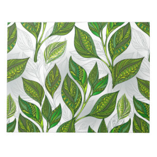 Bloc-note Motif sans couture avec Feuilles de thé vert