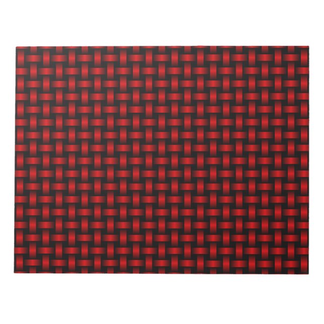 Bloc-note Motif Tissé Rouge Noir (Devant)