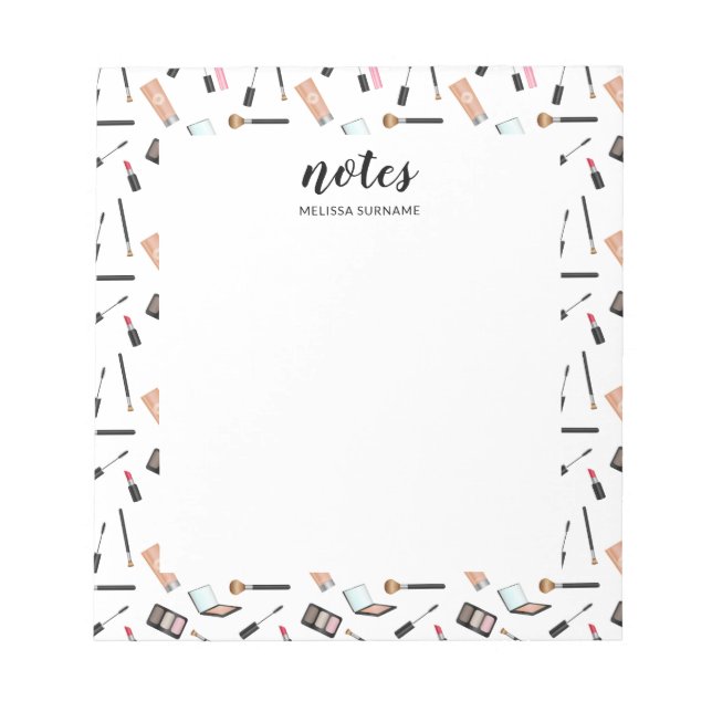 Bloc-note Motifs de Maquillage avec Nom Personnalisé (Devant)