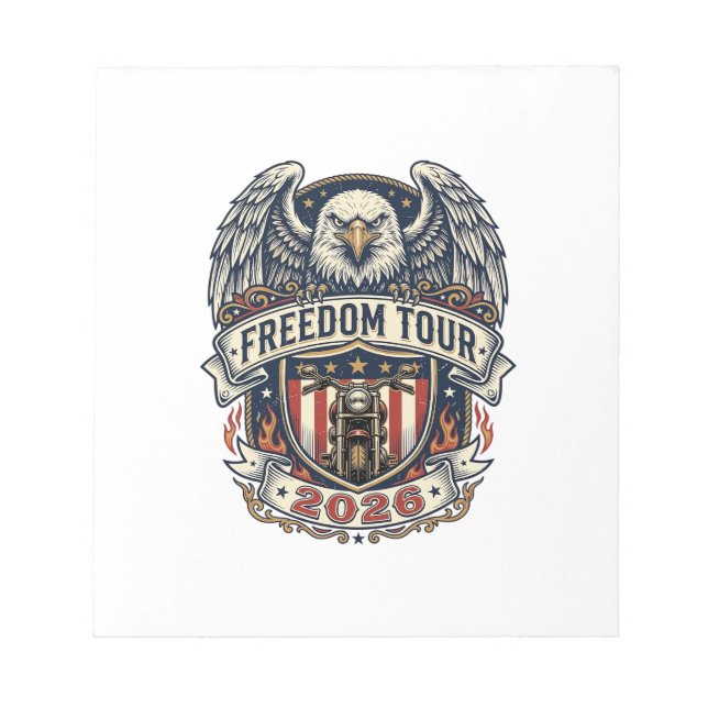 Bloc-note Moto Vintage Eagle Freedom Tour 2026 (Devant)