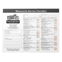 Motorcycle Service Checklist 8.5x11 Landscape