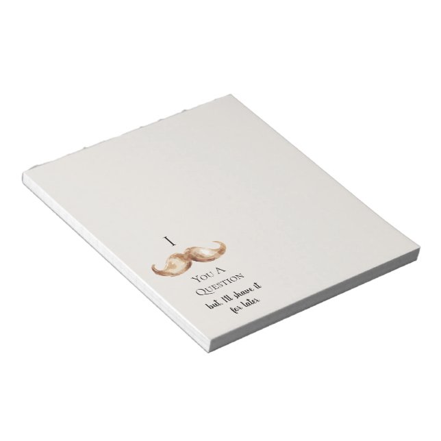 Bloc-note Moustache Crème Bleue Rayures Vous Pose Une Questi (Incliné)