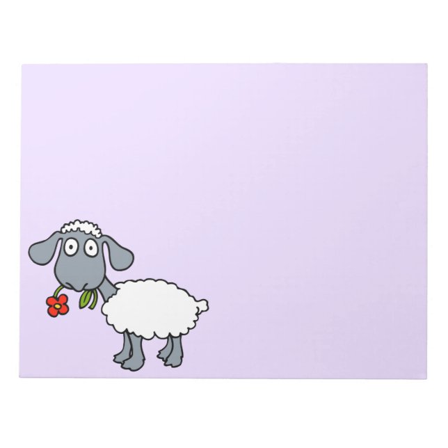 Bloc-note Mouton blanc mignon agneau à la fleur rouge (Devant)