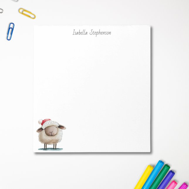 Bloc-note Mouton d'hiver mignon personnalisé avec nom (Créateur téléchargé)