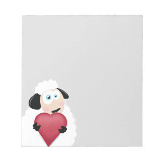 Bloc-note Mouton timide tenant Coeur d'Amour
