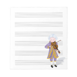 Bloc-note Mozart Jouer du papier manuscrit de musique violon