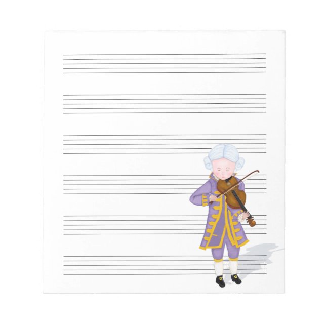 Bloc-note Mozart Jouer du papier manuscrit de musique violon (Devant)