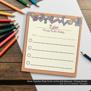 Bloc-note Music Doodle : Liste des activités quotidiennes po