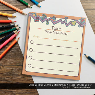 Bloc-note Music Doodle : Liste des activités quotidiennes po