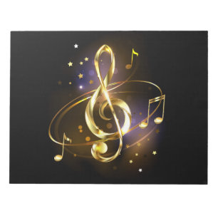 Bloc-note Musique de clé de sol en or
