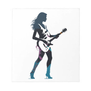 Bloc-note Musique Guitare Player Concert Amusant Silhouette