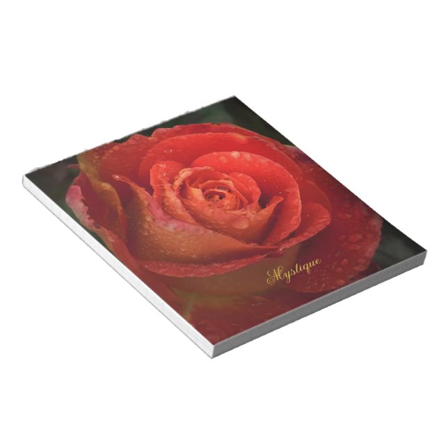 Bloc-note Mystique Dark Botanical Red Orange Rose Notepad (Incliné)
