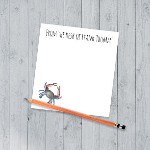 Bloc-note Nautique Stylo Nature Simple Crabe Bleu