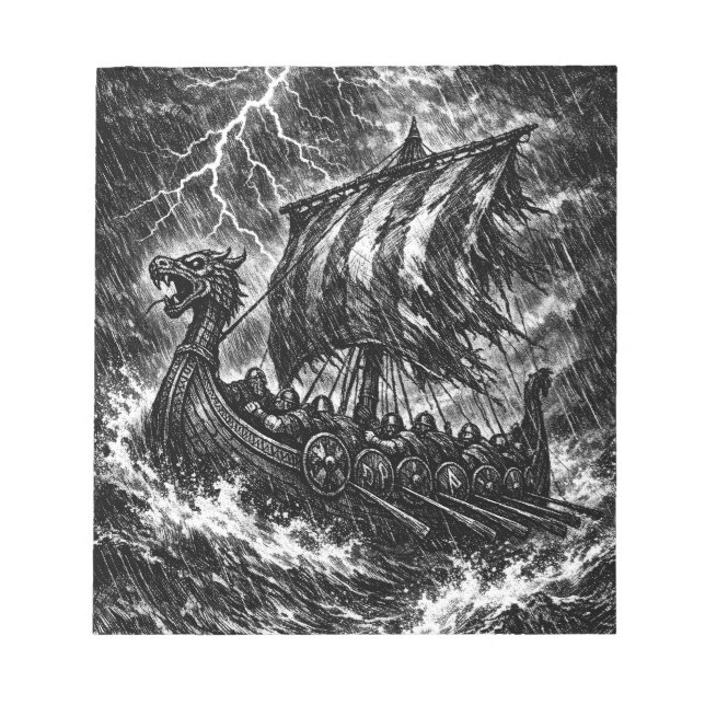 Bloc-note Navire long Viking dans la tempête — Ink Saga Art (Devant)