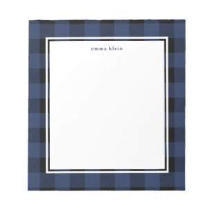 Bloc-note Navy Blue Buffalo Plaid Tartan Name